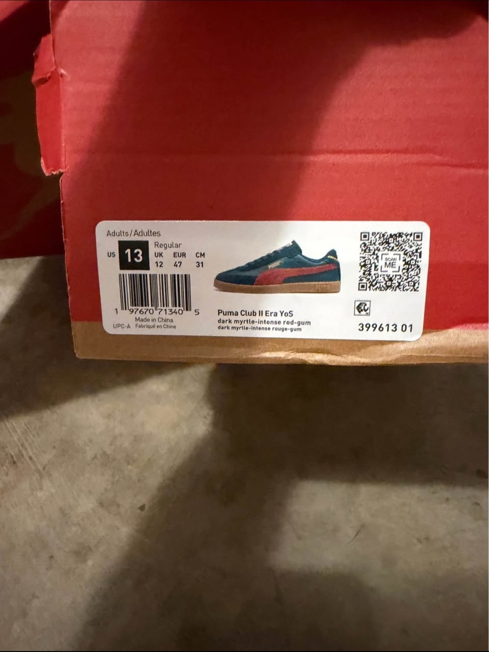 Puma Dark Myrtle and Red Low-Top Sneakers